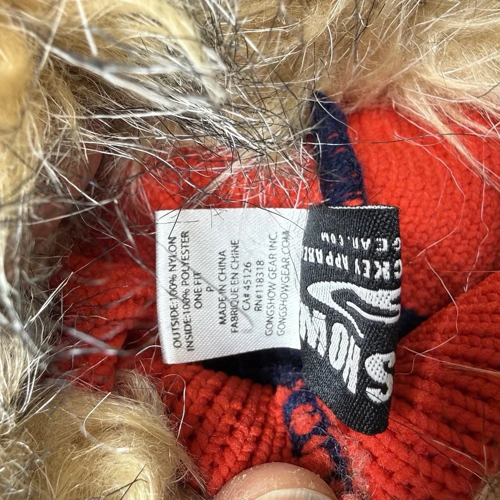 Gongshow Hockey USA Trapper Hat Faux Fur Ear Flap Knit Beanie One Size